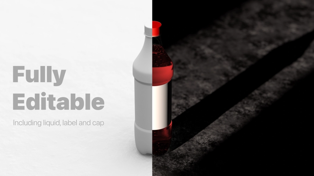 Free plastic bottle Photoshop template with smart layers 8K Resolution